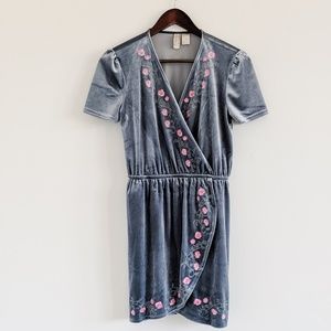 H&M velvet embroidered dress
